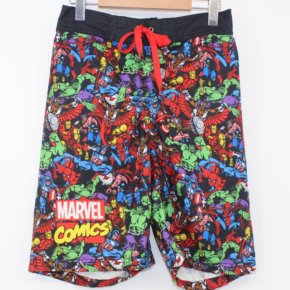 MARVEL Comics Superhero Lined Swim Trunks Swim Shorts Mens Small